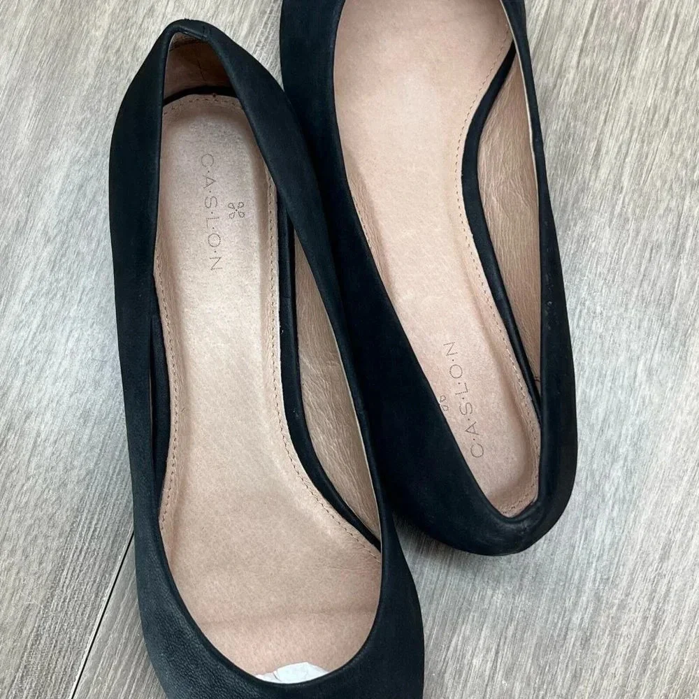 Caslon Shoes Womens Sz 7M Laurel Pointed Toe Water Resistant Flats Leather Black - Picture 9 of 12